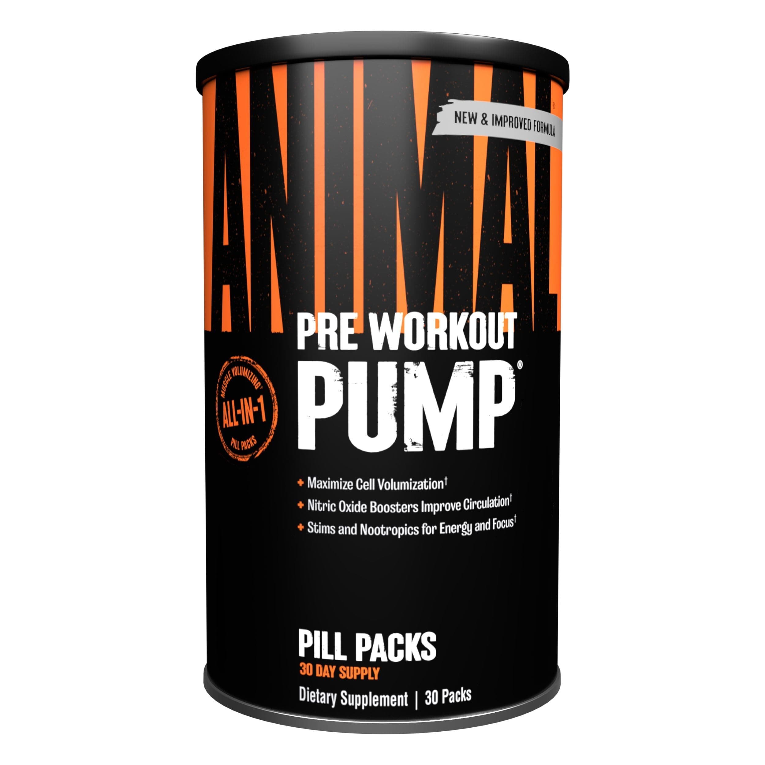 - Animal Pump Pre-Workout Supplement – for Energy, Focus and Muscle Volumizing, with Nitric Oxide Boosters Including Stims and Nootropics, Creatine, and Ultimate Pump Enhancer, 30 Packs