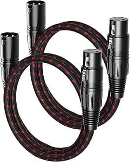 VANDESAIL XLR Cables 3FT 2 Pack, XLR Microphone Cable Male to Female,All Length from 6inch to 100ft, Nylon Braided 3 Pin Mic Cable for Microphones, Mixer, Speaker Systems