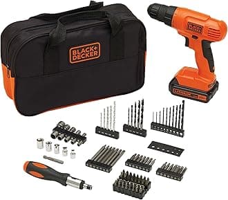 20V MAX* POWERCONNECT Cordless Drill Driver Kit with Drill Bit Set and Sockets, 100 pc. Tool Kit for Home, Battery and Charger Included ,Orange (BDC120VA100)
