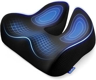 ZIKEE Thickened Seat Cushion, Ergonomic Memory Foam Hemorrhoid Pillow for Hip, Sciatica, Long Sitting Relief, 6.0" Thick Office Chair Cushion with Widened Cutout for Tailbone Pain Relief in Car, Home