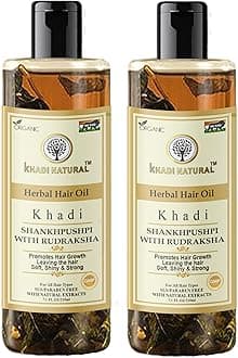 Khadi Natural Herbal Shankhpushpi with Rudraksha Hair Oil 210 ML - - Ayurvedic Hair care hair oil With Shankhpushpi Herbs (Pack 2, Shankhpushpi)