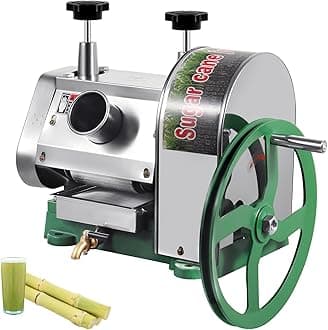 Samger Manual Sugarcane Juicer Machine, Stainless Steel Sugarcane Juicer Press, 110 Lbs Output Per Hour, 2" Large Inlet, 3 Steel Rollers Handwheel Sugarcane Juice Squeezer for Home and Store