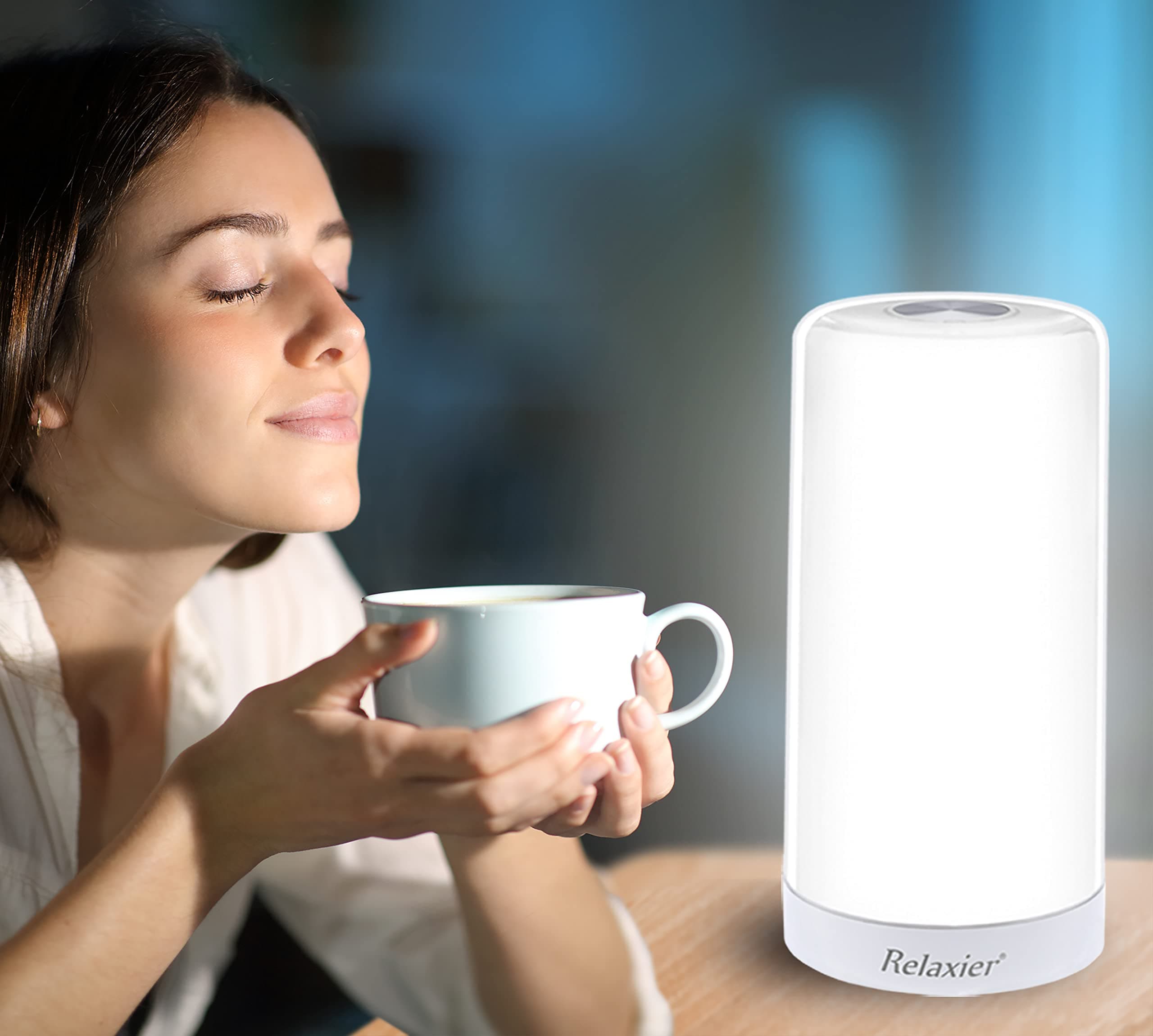 RELAXIER10,000 LUX White Light Lamp with Smart Memory Function - UV-Free LED White Light - 360-degrees Touch Control Natural Daylight Lamp with 5 Adjustable Brightness Levels—1802G