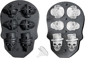 JETKONG 6 Cavity Skull Ice Maker Silicone Skull Shaped Ice Mold Skull Ice Cube Tray for Whiskey, Cocktails and Beverages