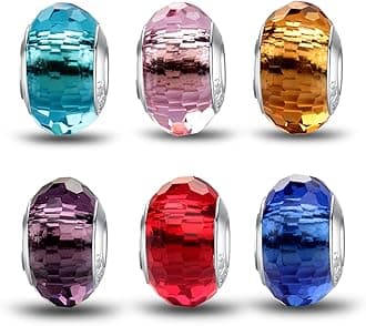 925 Sterling Silver Charms for Bracelets,Fashion DIY Dangle Pendants Beads Simulated Birthstone Charms,Birthday Gifts for Women