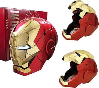 Iron-Man MK 5 Wearable Electronic Helmet: Voice & Remote Controlled, Perfect Super Hero Mask,Can Cosplay and Collectible Figures for Man and Teen-Ideal Gift for Halloween&Birthdayand&Christmas（Golden）