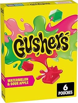 Betty Crocker Fruit Gushers Watermelon Sour Apple 6Ct 4.8 Oz