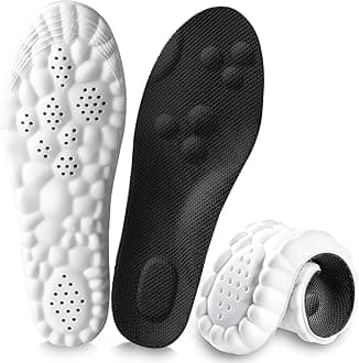 4D Cloud Insoles for Men and Women, Arch Support Insoles, Memory Foam Insoles, Shock Absorption and Cushioning Sports Shoe Insoles for Foot & Joint Support (L Men 8-9 | Women 9-10, Black)