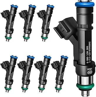 4 Holes Fuel Injectors Fits for Ford: Crown Victoria, for Lincoln: Town Car, for Mercury: Grand Marquis, 2006-2011 V8 4.6L, 0280158089, 82211195, 6W7Z9F593AA(8 Pcs), Yellow