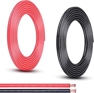 10 Gauge Wire, 20FT Red and Black Stranded Oxygen-Free Copper Wire, Flexible 10 AWG Wire for Automotive Boat Marine Solar Panel LED Lights (10AWG, 20FT)