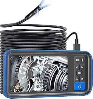 Teslong 50FT Endoscope Borescope, Dual Lens Sewer Inspection Camera with 4.5'' Screen, Waterproof Snake Cable, LED Lights, 1080P Fiber Optic Scope Camera for Home Wall Duct Drain Pipe Plumbing