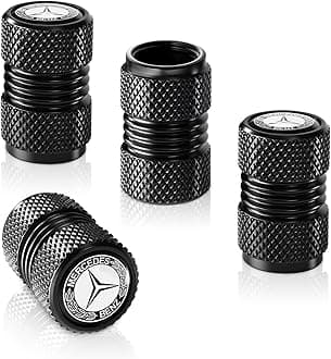 Tire Valve Stem Cap Cover for Mercedes-Benz AMG CLA CLS GLC GLE GLS Accessories Belt O-Ring Seal Corrosion Resistant Tire Valve Stem Air Cap 4 Pack Black