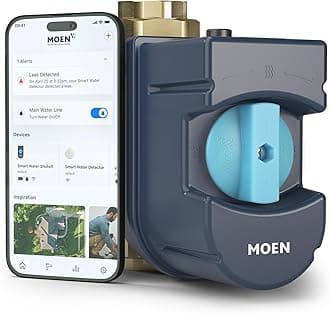 Moen Flo 1-1/4-inch Smart Water Shut Off Valve, Smart Home Water Monitor Leak Detector, Wifi Connected, App Enabled Flow Meter and Shutoff, 900-002