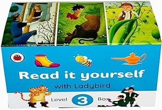 Ladybird Read It Yourself Tuck Box Level 3: 8 Books Box Set (The Elves and the Shoemaker, Hansel and Gretel, Jack and the Beanstalk, Rapunzel, Aladdin, Puss in Boots, The Jungle Book, Thumbelina)