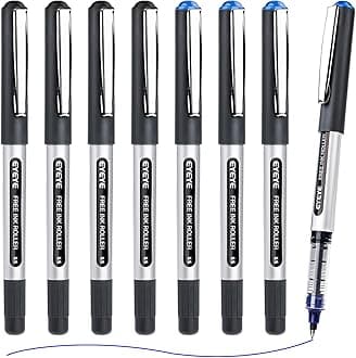 EYEYERollerball Pens 0.5mm, 4 Black 4 Blue Extra Fine Point Pen Quick Dry, Liquid Ink Pens Fine Point Smooth Writing Pen for Journaling, Note Taking, Office, School Supplies