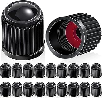 Outus Plastic Tyre Valve Dust Caps for Car, Motorbike, Trucks, Bike and Bicycle, 20 Pack (Black)