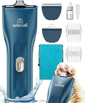 oneisall Quiet Pet Clippers, Cat Clippers for Matted Hair, Cordless Cat Hair Trimmer for Paw, Waterproof Pet Trimmers for Cats, Pet Shaver for Dogs and Cats