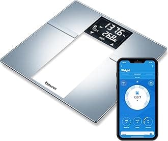 BF720 Smart Scale for Body Weight, Body Fat, Body Water & More – 400 lb Capacity, Bluetooth App, Calorie Data, User Recognition, XL LCD Display, Glass Digital Bathroom Scale – Grey