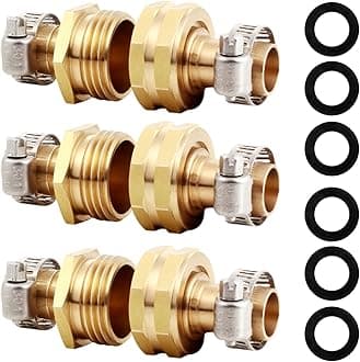 Solid Brass Garden Hose Repair Connector with Clamps Hose End Repair Kit,Fit for Male and Female Hose Fittings (5/8"-3 Set)