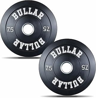 BULLAR Olympic Black Bumper Plates,Rubber Coated spare weight plates 51 mm (15 KG SET (7.5KGX2))
