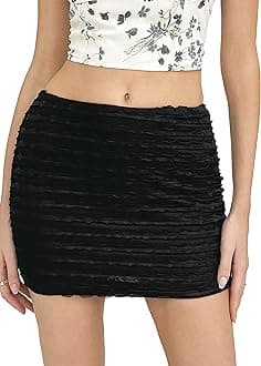 Women's Black Mini Skirt Low-Rise Waist Stretch Bodycon Short Mini Skirt