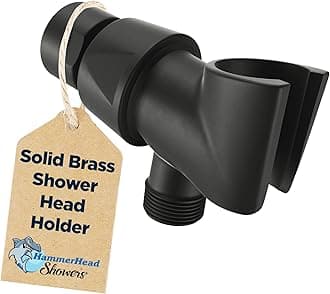 HammerHead ShowersALL METAL Handheld Shower Head Holder - MATTE BLACK - Adjustable Shower Wand Holder with Universal Wall Hook Bracket and Brass Pivot Ball - Hand Held Shower Head Holder