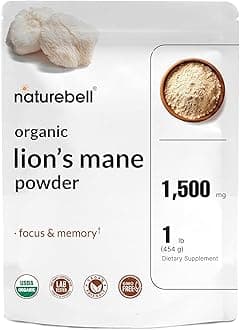 Organic Lion’s Mane Powder 1,500mg - 1 lb - Brain, Focus & Memory Support* - Whole Fruiting Body & Mycelium - Non-GMO & Gluten-Free