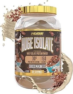 Huge Supplements Isolate Protein Powder - 30g Protein Per Serving, Fast Digesting, 14.5g Essential Amino Acids (30 Servings) (Choco Madness)