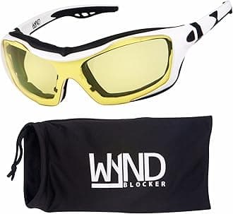 WYND Blocker Motorcycle Riding Glasses Extreme Sports Wrap Sunglasses (White/Yellow)