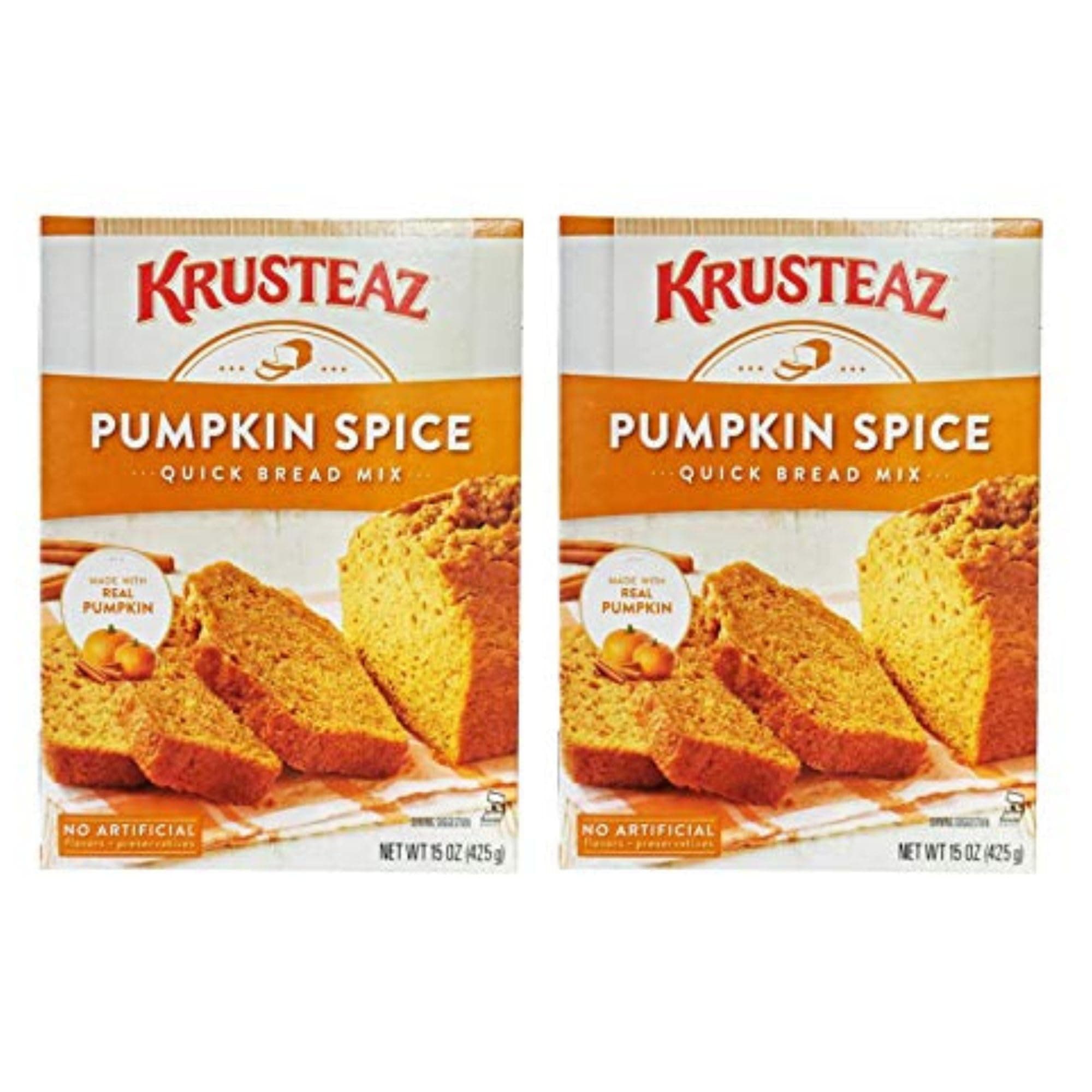 Krusteaz Baking Mix, Pumpkin Spice Quick Bread Mix, Made with Real Pumpkin & No Artificial Flavors, 15 Ounce Box (Pack of 2)