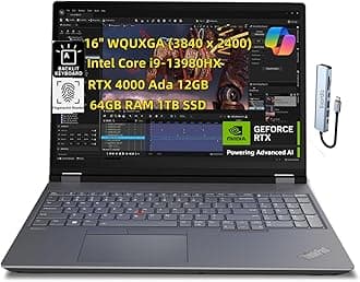 NewLenovo ThinkPad P16 Gen 2 Mobile Workstation (16" WQUXGA (3840 x 2400) Intel i9-13980HX 24 Core, 64GB DDR5 RAM 1TB SSD, NVIDI.A RTX 4000 Ada 12GB) Laptop for Engineer Designer Architect, Win 11 Pro