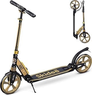 Adult & Teen Scooter Adjustable Height, Folding, Large Wheels, Lightweight, Durable, Anti-Shock Suspension, Up to 220 lbs