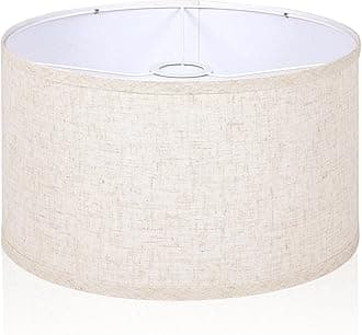 OUTON Beige Drum Lamp Shades for Floor Lamps, 13" Top x 13" Bottom x 10" High, Easy to Assemble, Replacement Linen Lampshades for Table Lamps & Bedside Lamps (1.65" Spider)