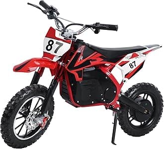 36V 500W Kids Electric Dirt Bike, Electric Dirt Bike for Kids 8-14, High Speed Electric Motorcycle Up to 25KM/H,10 Inches Wheels, Kids Electric Motocross Bike with Dual Suspension & Brakes Red