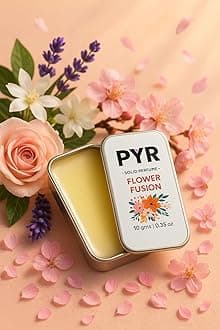 PYR Solid Perfume Wax for Men & Women | Flower Fusion | Long-Lasting & Strong Fragrance | Non-Greasy & Travel-Friendly | Natural Handmade Toxic Chemical Free | Perfect for Date Night & Gifting | 10gm
