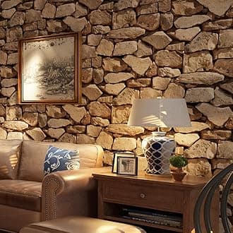 Beswitory 3D Effect Stone Texture Wallpaper Roll - Non-Woven Retro Decoration for Bedroom, TV Wall, Living Room - Realistic Rustic Modern Accent