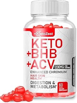 Keto ACV BHB Gummies - Apple Cider Vinegar with The Mother Supplement - Vitamin D3 Zinc Beetroot Pomegranate Chromium Beta Hydroxybutyrate - Vegan Sugar Gluten Free for Men Women