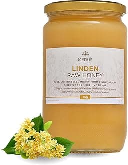 Earthbreath Linden | Lime | Basswood Raw Honey - 1kg - Pure, Unpasteurised and Unfiltered - Natural Sweetener for Cooking, Coffee, Tea, Juice, Drinks, Food