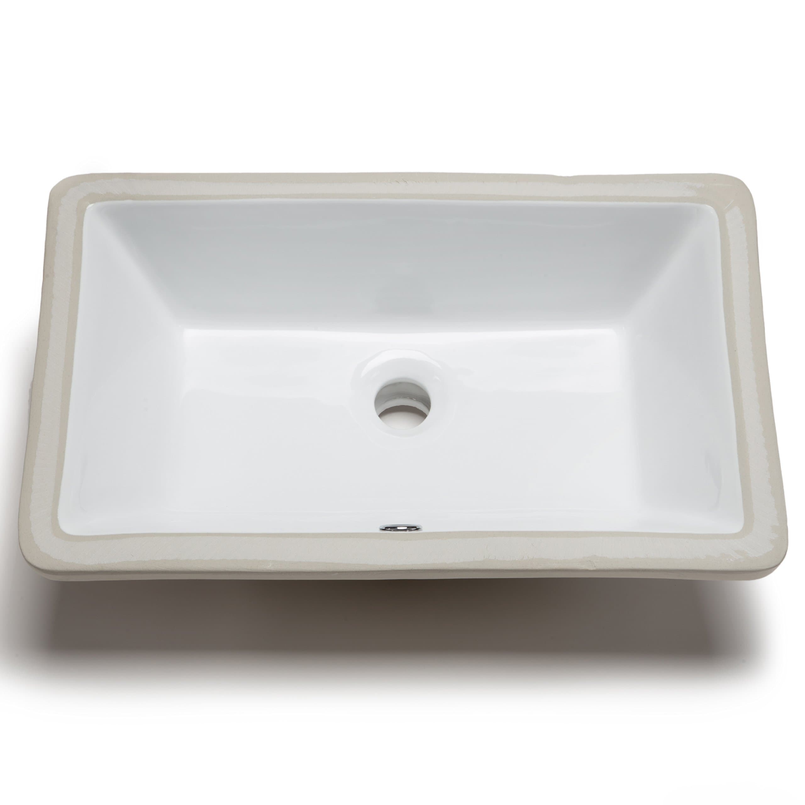 VC014 Medium Rectangular Ceramic Bathroom Sink, White
