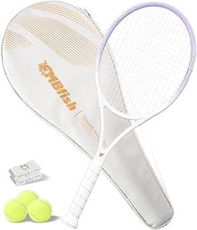 Tennis Racket - Super Value Set with Pre-Strung, Comfortable Handle, 27'' Tennis Racquet for Adults, Natural Series Includes 3 Tennis Balls, 2 Overgrips and 1 Tennis Bag