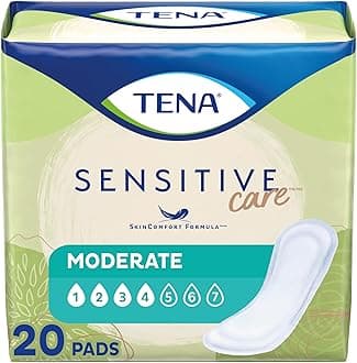 TENA Incontinence Pads, Bladder Control & Postpartum for Women, Moderate Absorbency, Regular Length, Sensitive Care - 20 count
