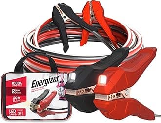 Energizer Jumper Cables for Car Battery with Built-in LED Lights, Heavy Duty Automotive Booster Cables for Jump Starting Dead or Weak Batteries - Carrying Bag Included (20-Feet (2-Gauge)