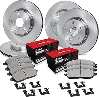 R1 Concepts Front and Rear Brake Kit For 1988-1989 Toyota Celica, 1992-1993 Toyota Celica| Blank Brake Rotors| Optimum OEP Brake Pads and Rotors Kit| Hardware included