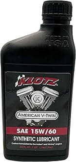 Klotz American V-Twin Synthetic Motorcycle Oil Lubricant 15W-60 for Yamaha, Victory, Indian Wet Clutch & Integrated Transmission Engine | KV-1560, 1 Quart