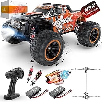 DEERC Remote Control Car 1:16 Brushless Motor 52 km/h, 4WD Fast Racing Car with 2 Batteries for 40 Minutes Runtime, 2.4 GHz RC Car for Adults and Children