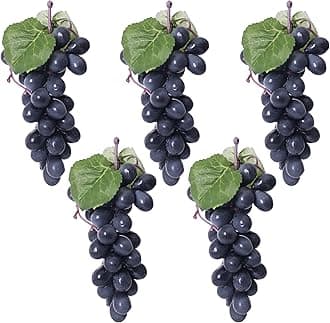 Fake Grapes Artificial Fruit Mini Grapes Clusters for Home House Kitchen Party Wedding Decor (5, Black)