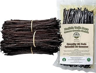 ESSENCE FOOD & BEVERAGE 50 Extra Large Vanilla Beans Grade A - NON-GMO Fresh Vanilla Bean pods, "6-9" Inches Vanilla Bean, Vanilla Beans For Making Vanilla Extract Grade A