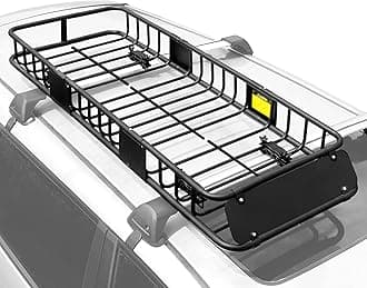 XCAR 64"x 23"x4" Skinny Roof Basket Cargo Carrier - Heavy Duty Steel Rooftop Cargo Rack - Automotive Top Mount Roof Racks for Car Truck SUV Luggage Camping Gear Storage Transport