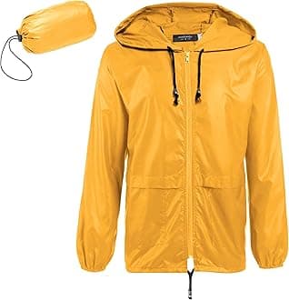 COOFANDY Mens Packable Rain Jacket Lightweight Waterproof Raincoat with Hood Outdoor Rain Gear Travel Hiking Cycling