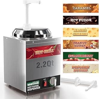 WantJoin Nacho Cheese Dispenser,2.2Qt Nacho Cheese Warmer,Stainless Steel Hot Fudge Warmer W/5-Level Temperature Adjustment,Commercial Hot Fudge Dispenser for Hot Fudge Cheese Caramel,Sliver-3